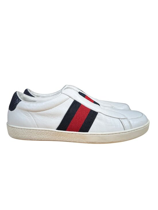 Gucci Sylvie Web Ace White Leather Men\'s Slip on Sneaker Size UK 8 US 8.5 main image 10